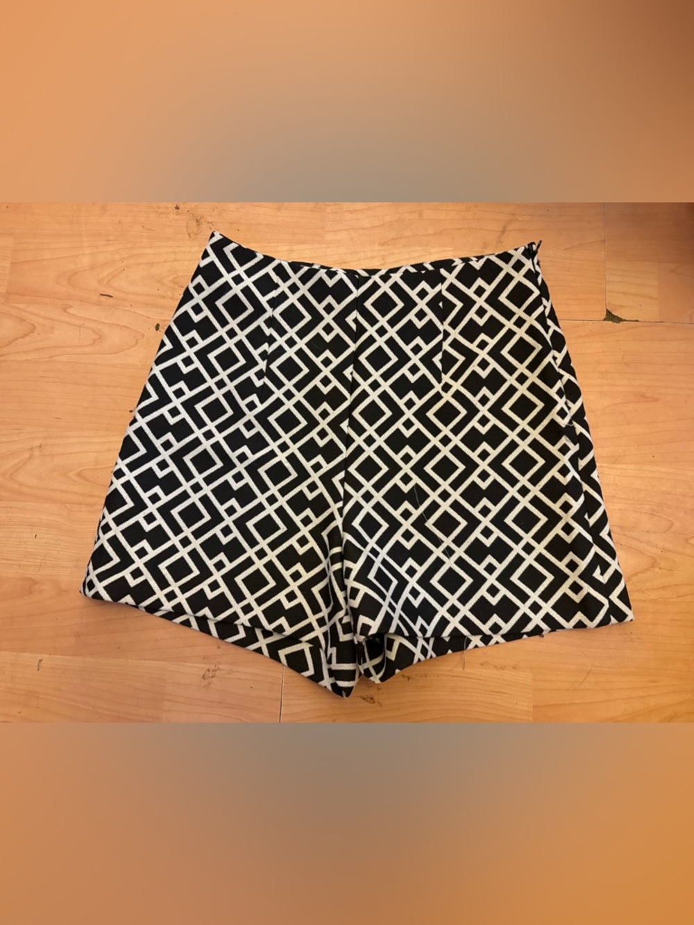 ZARA black White Geometric High Wait Shorts Size XS women Casual G19